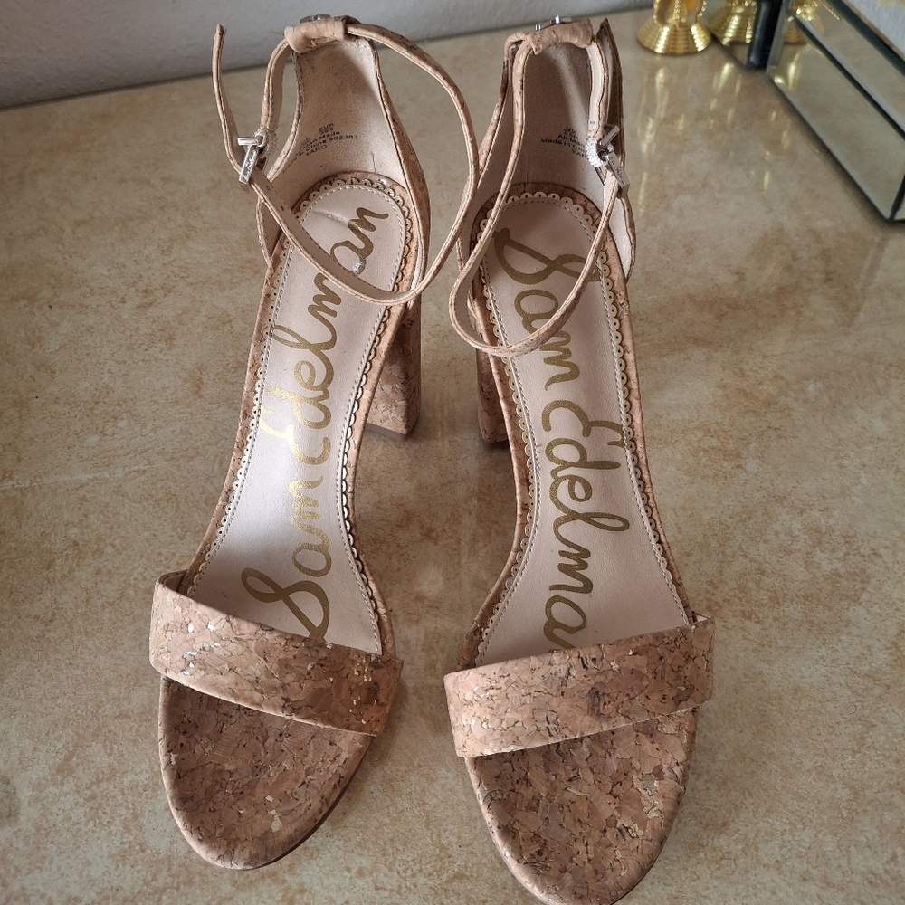 Sam Edelman Ankle Strap Sandals, Beige/Nude, Size 9.5